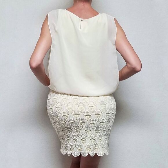 VINTAGE Addie Yellow Crochet Drop Waist Dress - Picture 8 of 10